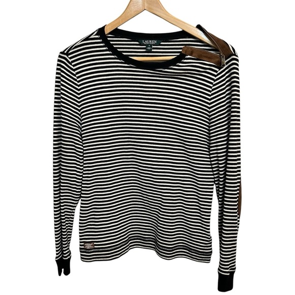 Lauren Ralph Lauren Women's Striped Long Sleeve Top Black Size M - Picture 2 of 9